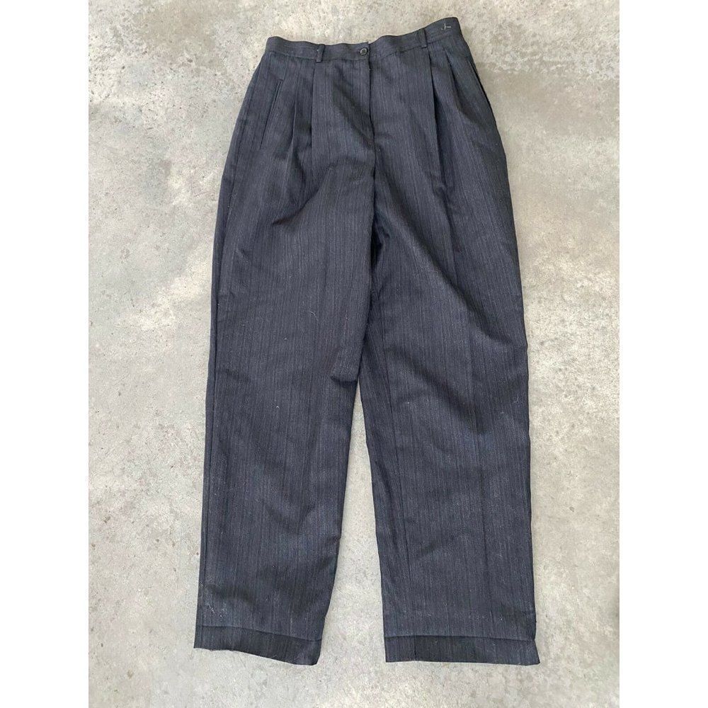 HW New York Pants Trouser Grey Wool Pinstripe Womens Size 12